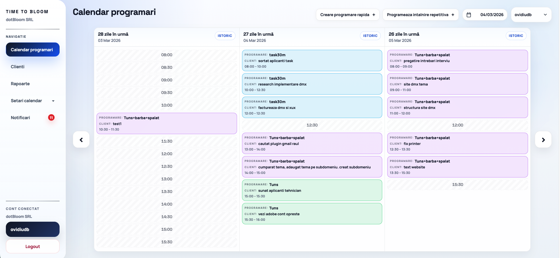 Preview dashboard Time to Bloom